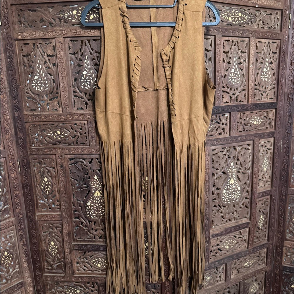Tan Fringe Vest